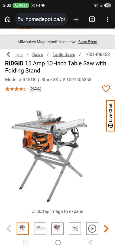 Ridgid table saw. Only used a couple of times and in like new condition.