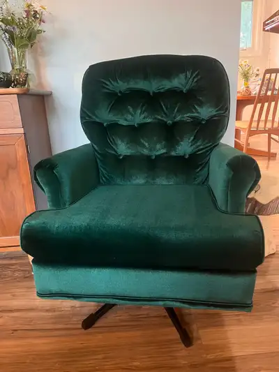 Green velvet accent swivel chair, View more