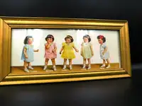 CHOICE 2 EARLY VINTAGE DIONNE QUINTUPLETS PICTURES WOOD FRAMES