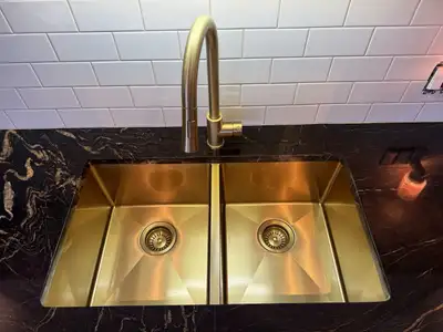 On Sale! Gold Kitchen Sink Double Bowl Undermounted, View more