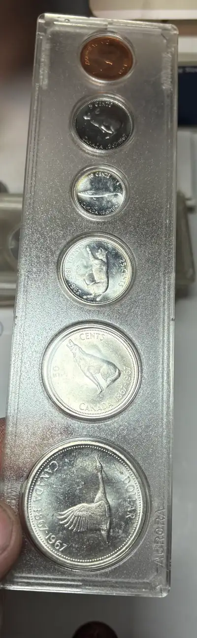 1867 to 1967 Canadian coins 100 years of confederation well preserved uncirculated coins, which incl...