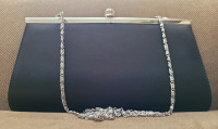 Black satin purse with chain