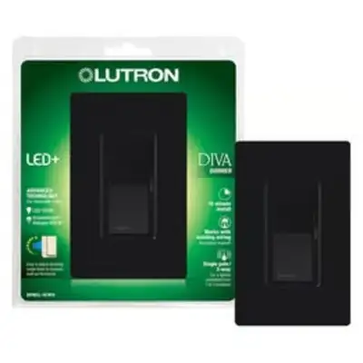 Lutron Diva Black 150 W Rocker Dimmer Switch. Works with dimmabl, View more