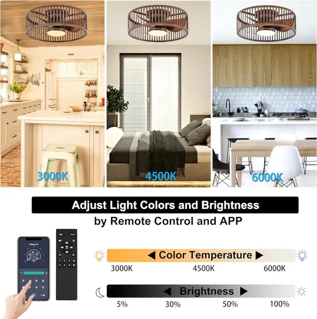 Coolbull 20" Farmhouse Flush Mount Ceiling Fan – LED Lights, Rem in Indoor Lighting & Fans in Mississauga / Peel Region - Image 2