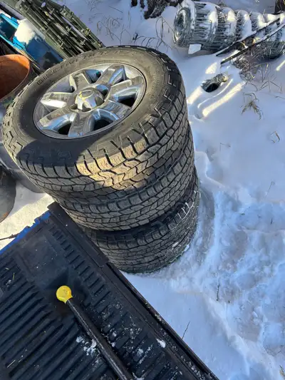 Rims and tires. Tires in great shape. Some peeling on center cap of the onetime pictured. Came off 2...