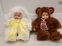 Vintage Anne Geddes Dolls in Yellow Bunny and Bear Costume