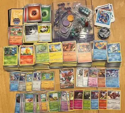 Over 1200 cards, V card, holos, stickers, coins and more in great condition. Only selling as a lot....