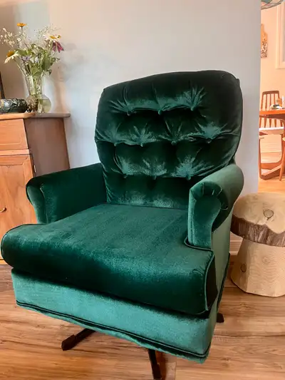 Vivid green velvet accent chair , View more