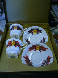 MACDONALD & ROYAL STEWART TARTANS CUPS & SAUCERS