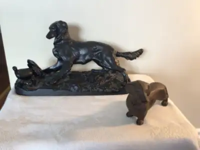 Foreign Cast Iron Hunting Dog Sculpture, View more