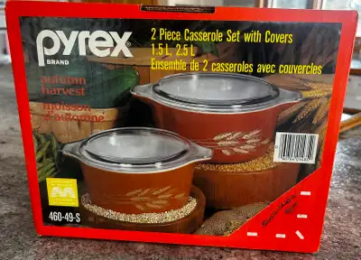 NEW Vintage Pyrex Autumn Harvest 2 piece Casserole Set, View more