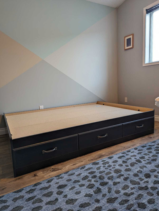 Navy Blue Double/Full Mate's Bed with Three Drawers in Beds & Mattresses in St. Albert