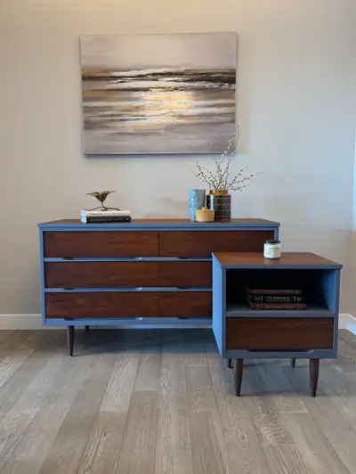 MCM Dresser set-  Lowboy and ONE night stand - MCM dresser, View more