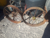 antique steel wheels for lawn art