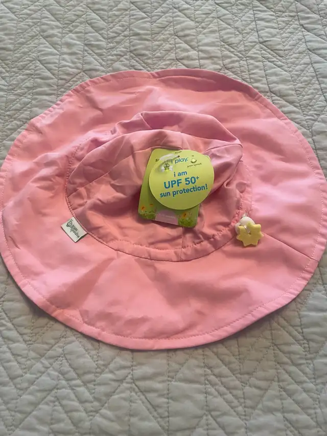 New Green Sprouts girls pink sun hat 9-18m