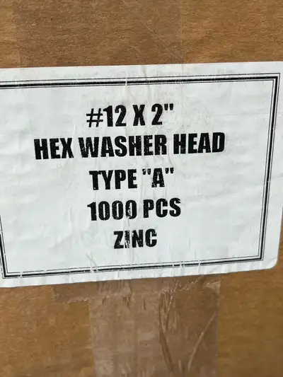 New Box of # 12 x 2" Oversized Roofing Screws See Pictures of Box of 1000 pcs for $160 Picture 6 sho...