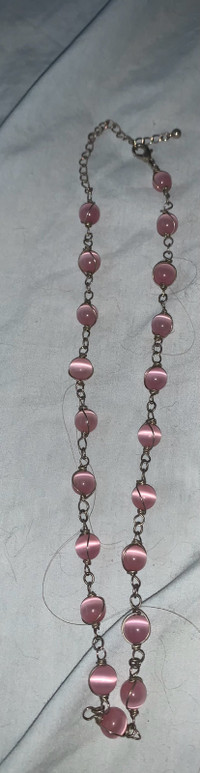 Pink cats eye necklace 