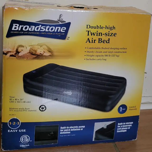 Brand New Broadstone Double-high Twin Size Air Bed in Beds & Mattresses in Oshawa / Durham Region - Image 2