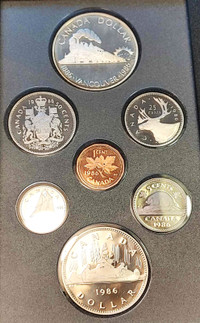 1986 SEVEN COIN SET ROYAL CANADIAN MINT SILVER DOLLAR