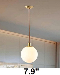 Pendant Lighting with White Globe Lampshade- NEW