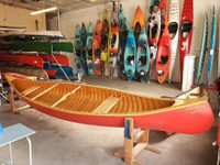 17'6" Wood Canvas Canoe Red