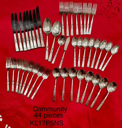 Antique vintage 1940s Morning Star Community silver plated set, View more