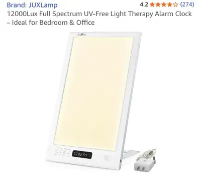 New 12000Lux Full Spectrum UV-Free Light Therapy Alarm Clock, View more