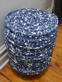 NEW Blue & white Woven Boho Stool, great for Yoga too - $65 Only