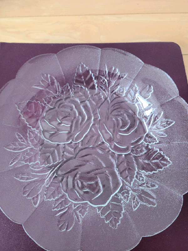 Set Of 4 Pasari Crystal Livia Rose Clear Glass 9" Plates