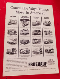 CLASSIC 1963 FRUEHAUF TRUCK TRAILERS ORIGINAL AD - AFFICHE