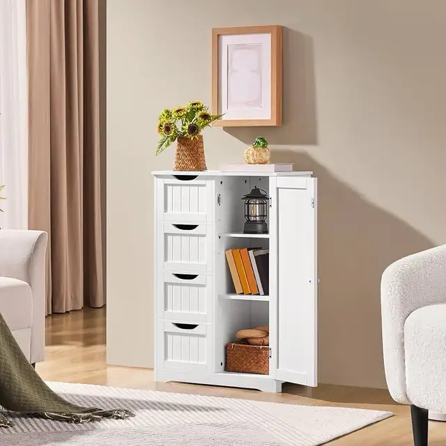 Wooden Floor Cabinet, Side Storage Organizer Cabinet Unit Hallwa in Bookcases & Shelving Units in Markham / York Region - Image 4