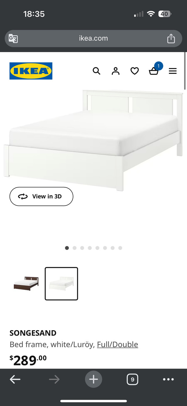Full/Double IKEA bed frame & base & mattress  in Beds & Mattresses in City of Halifax