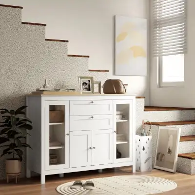Buffet Cabinet Sideboard with 2 Drawers, 3 Storage Cabinets, Gla, View more
