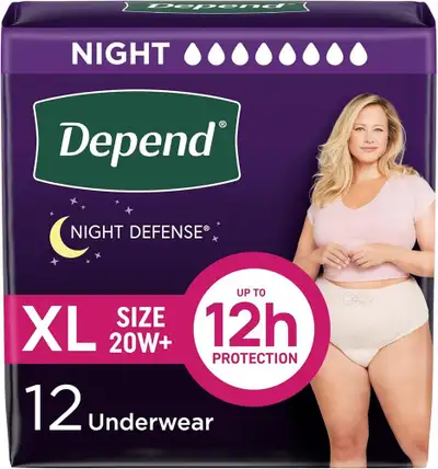 XL - 12CT - Night Defense Adult Incontinence Underwear for Women, View more