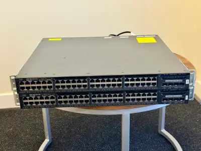 Cisco WS-C3650-48TD switch stack with 2x10GE uplink, View more