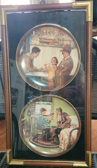 Norman Rockwell Plates in Frame