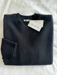 $1595 Auralee Baby Cashmere Sweater Black Size Medium