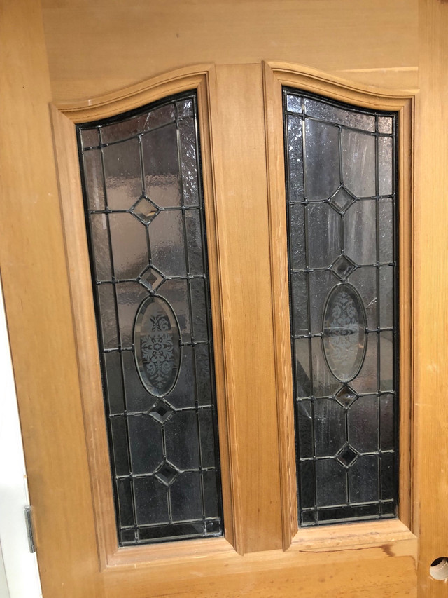 Vintage 36” Leaded Glass Exterior Fir Door  in Windows, Doors & Trim in Lethbridge - Image 4
