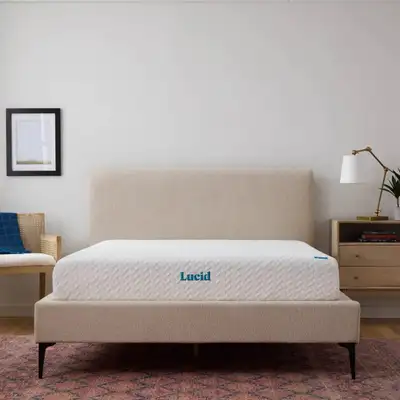 LUCID King 8 Inch Gel Memory Firm Foam Mattress, White, View more