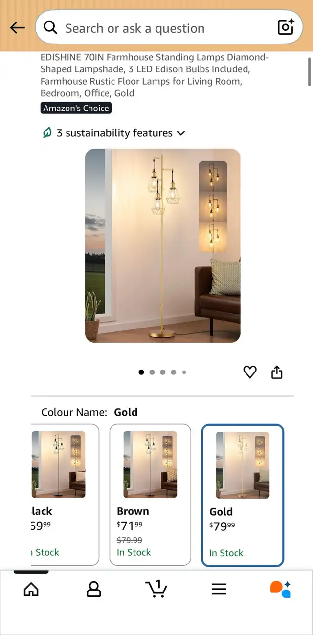 EDISHINE Farmhouse Floor Lamp in Indoor Lighting & Fans in Oshawa / Durham Region - Image 11