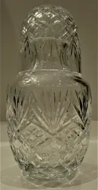 NEW, EUROPEAN CUT CRYSTAL BEDSIDE WATER CARAFE WITH CUP