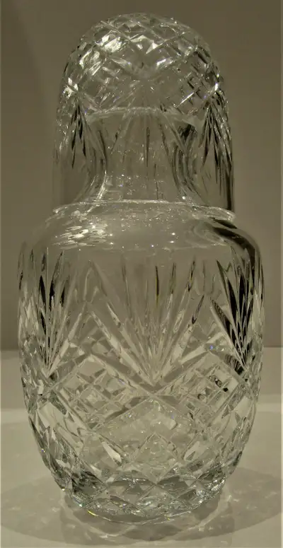 NEW, EUROPEAN CUT CRYSTAL BEDSIDE WATER CARAFE WITH CUP, View more