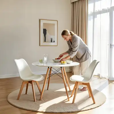 36" White top Wooden legs Dining Table, View more