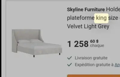 Lit King Size (quasi tout neuf), View more