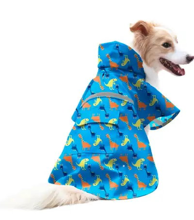 New NACOCO Large Dog Raincoat Adjustable - Pet Dinosaur Water Proof Clothes Lightweight Rain Jacket...
