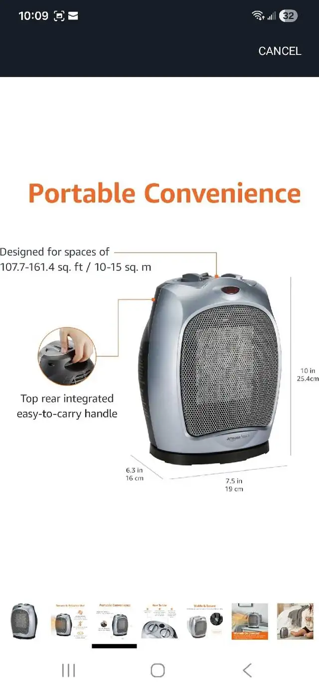 Amazon Basics Heater in Heaters, Humidifiers & Dehumidifiers in Kitchener / Waterloo - Image 5