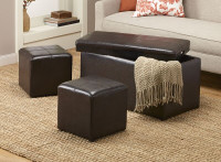 Leather-Look 3-Pc. Storage Bench & Ottoman Set