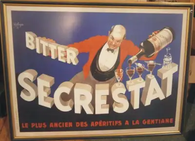 VINTAGE Bitter Secrestat lithographe cadrage  vitré  25’ x 33’’, View more