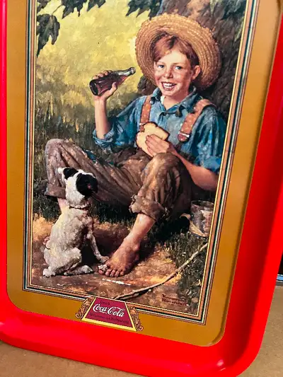Norman Rockwell Coke Cola Tray Barefoot Boy, View more