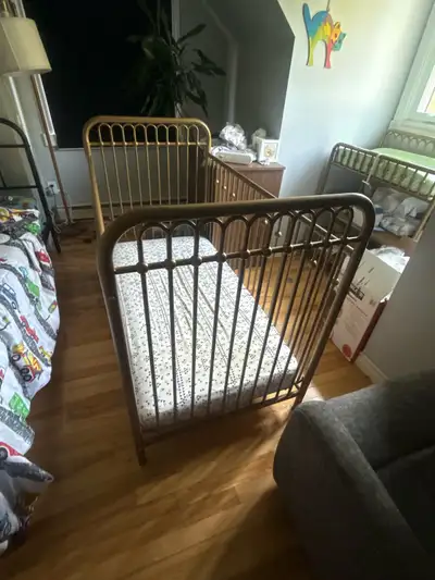 Gold Metal Baby Crib & Matching Change Table, View more
